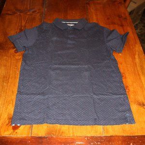 Larsson & Company Men's Short Sleeve Navy Blue Polka Dot Polo Shirt. Size Medium